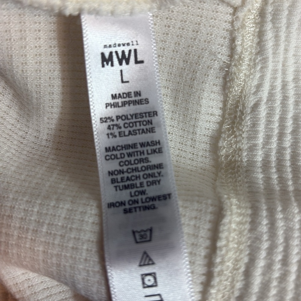 Madewell V Neck Crop Tee Thermal Waffle Knit in Lighthouse Size Large - Picture 7 of 7